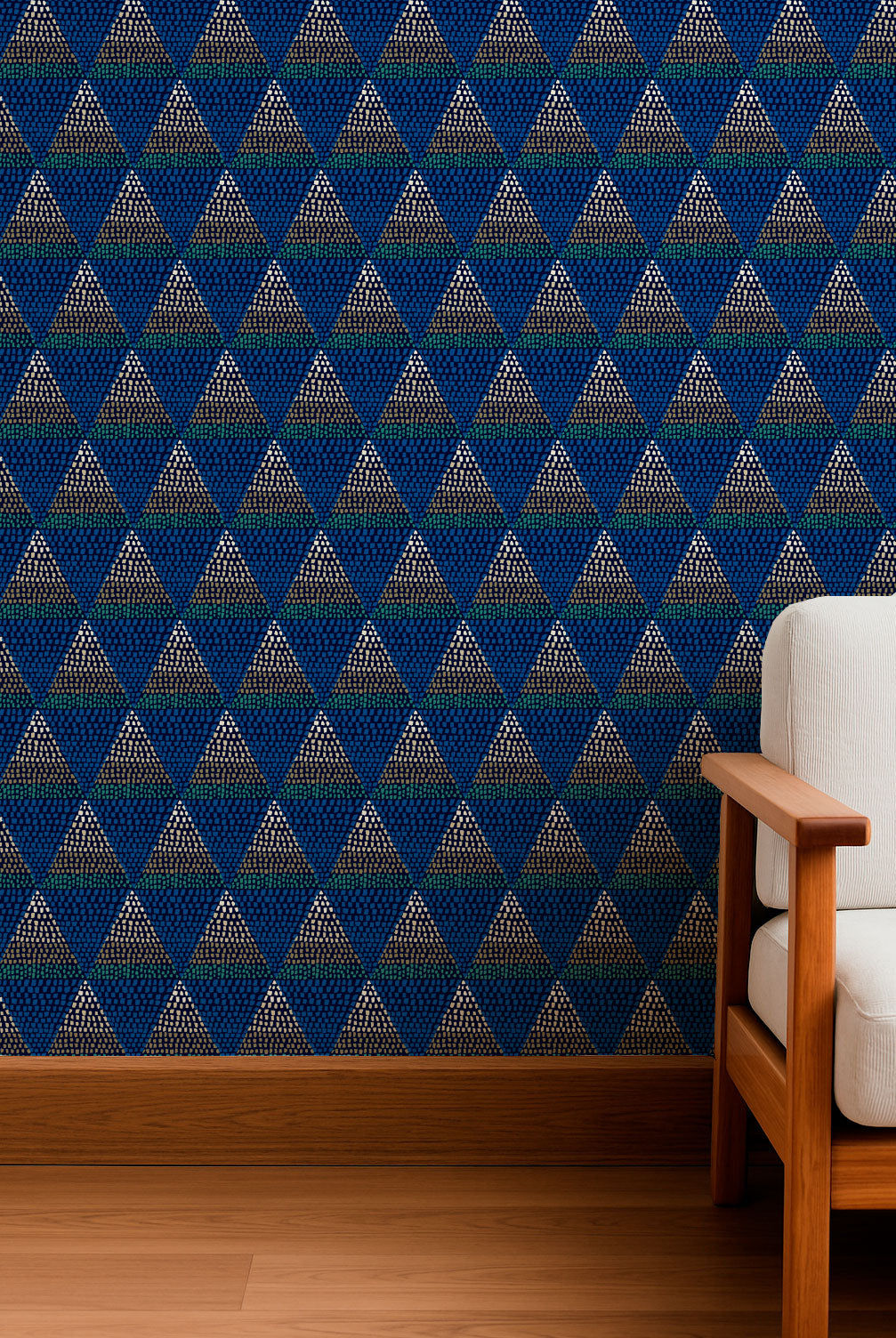 Cuadrícula botánica abstracta en azul y naranja