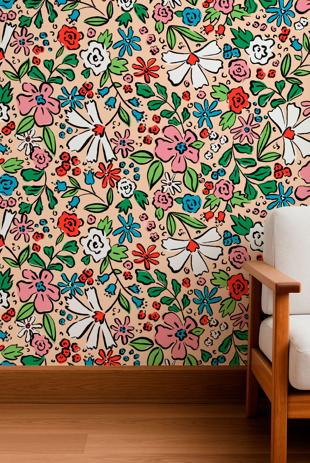 Composición colorida de abanicos sobre fondo de terracota