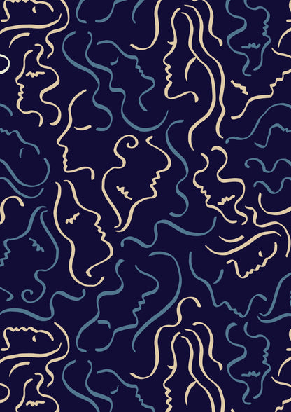 Rostros en dibujo lineal