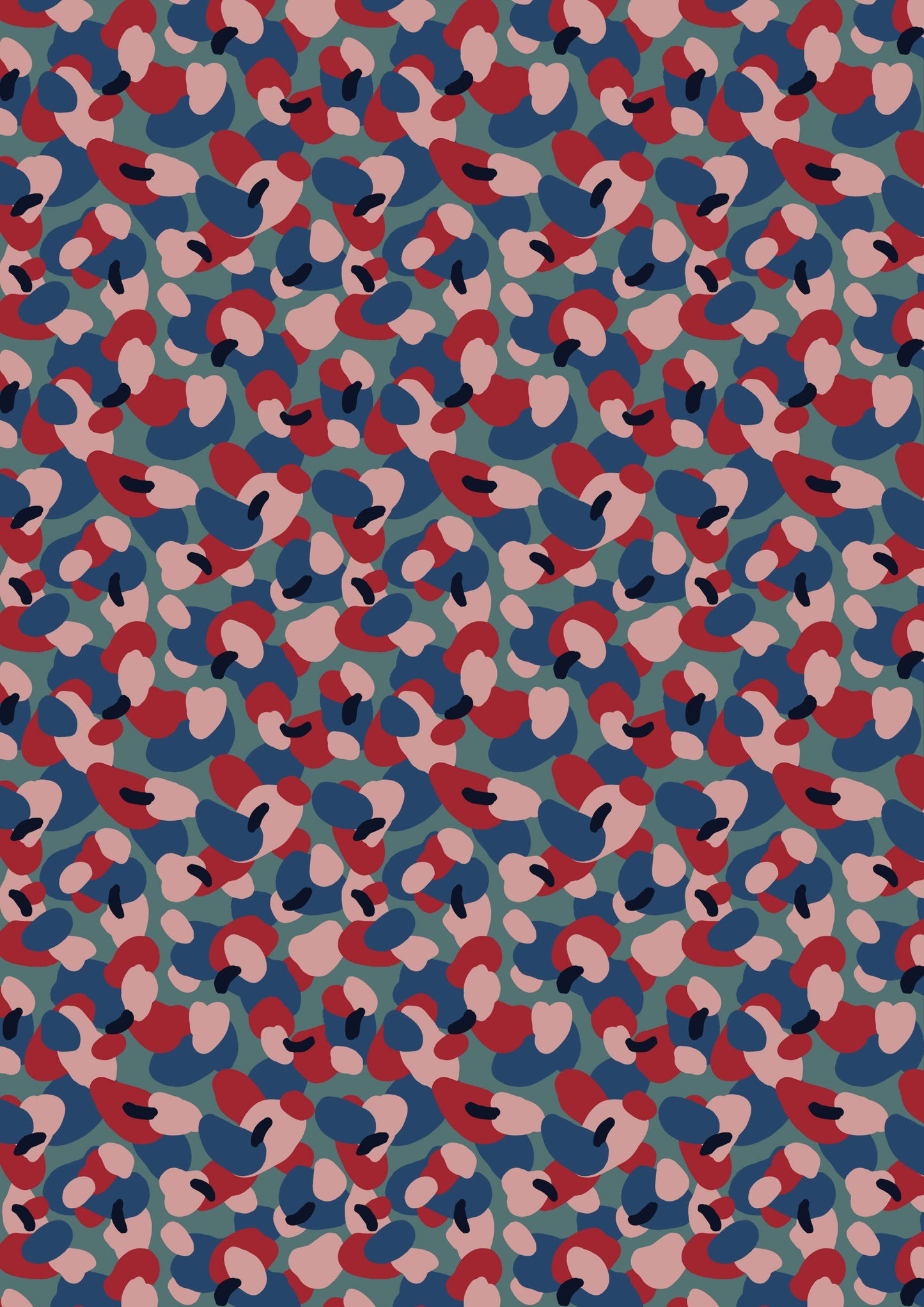 Abstracto pictórico en rojo y azul