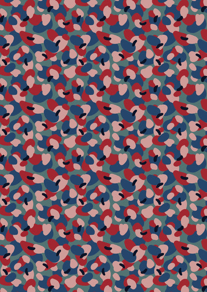 Abstracto pictórico en rojo y azul