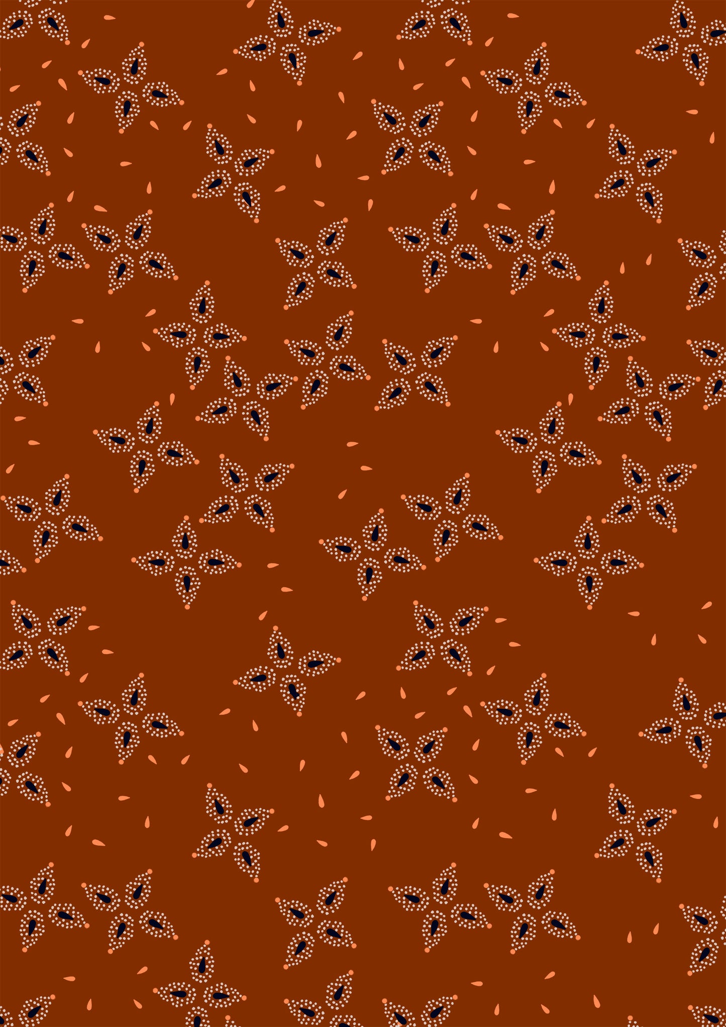 Estampado floral de pétalos de estrella en color óxido