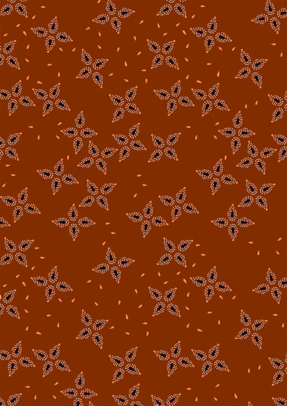 Estampado floral de pétalos de estrella en color óxido