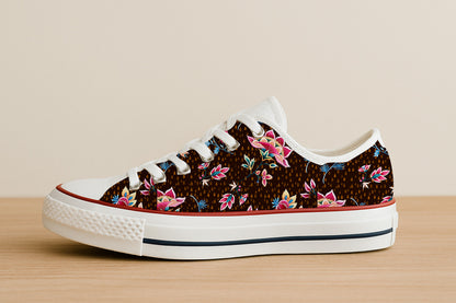 Vibrant Embroidered Flowers on Black