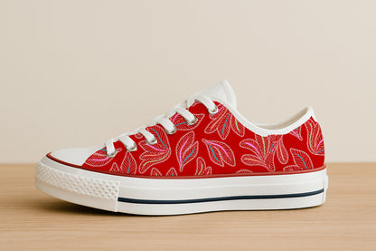 Whimsical stitched leaf pattern