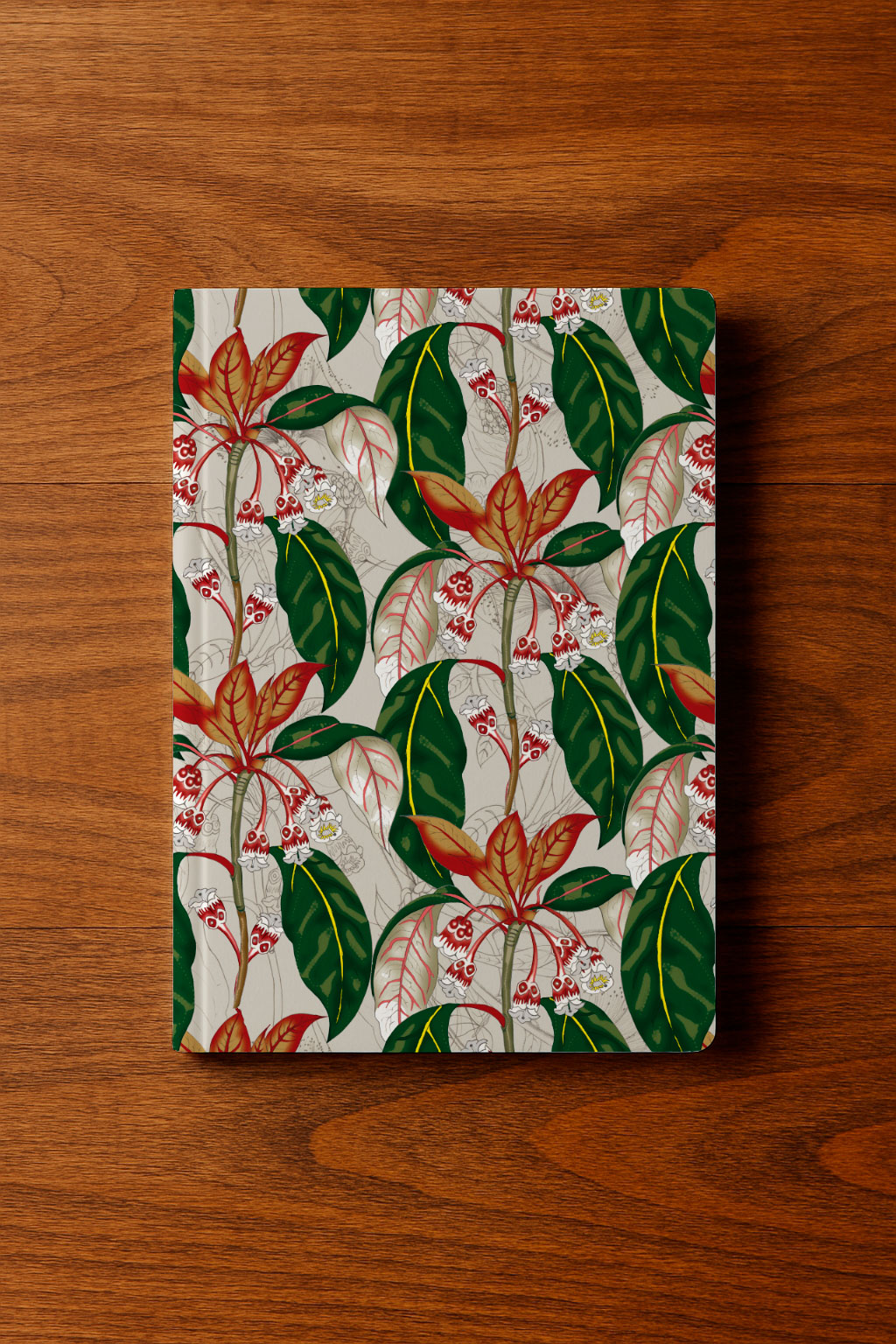 Follaje tropical con calaveras