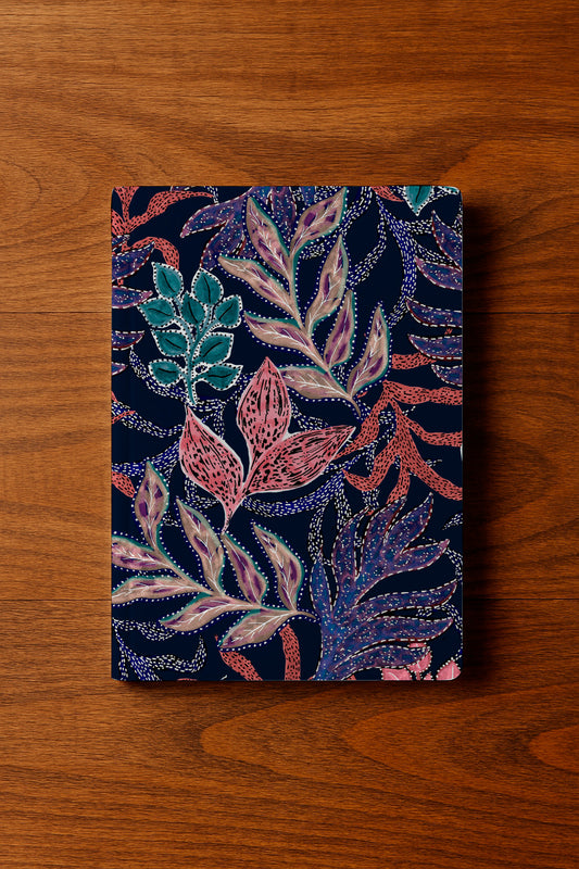 Night garden with watercolor foliage