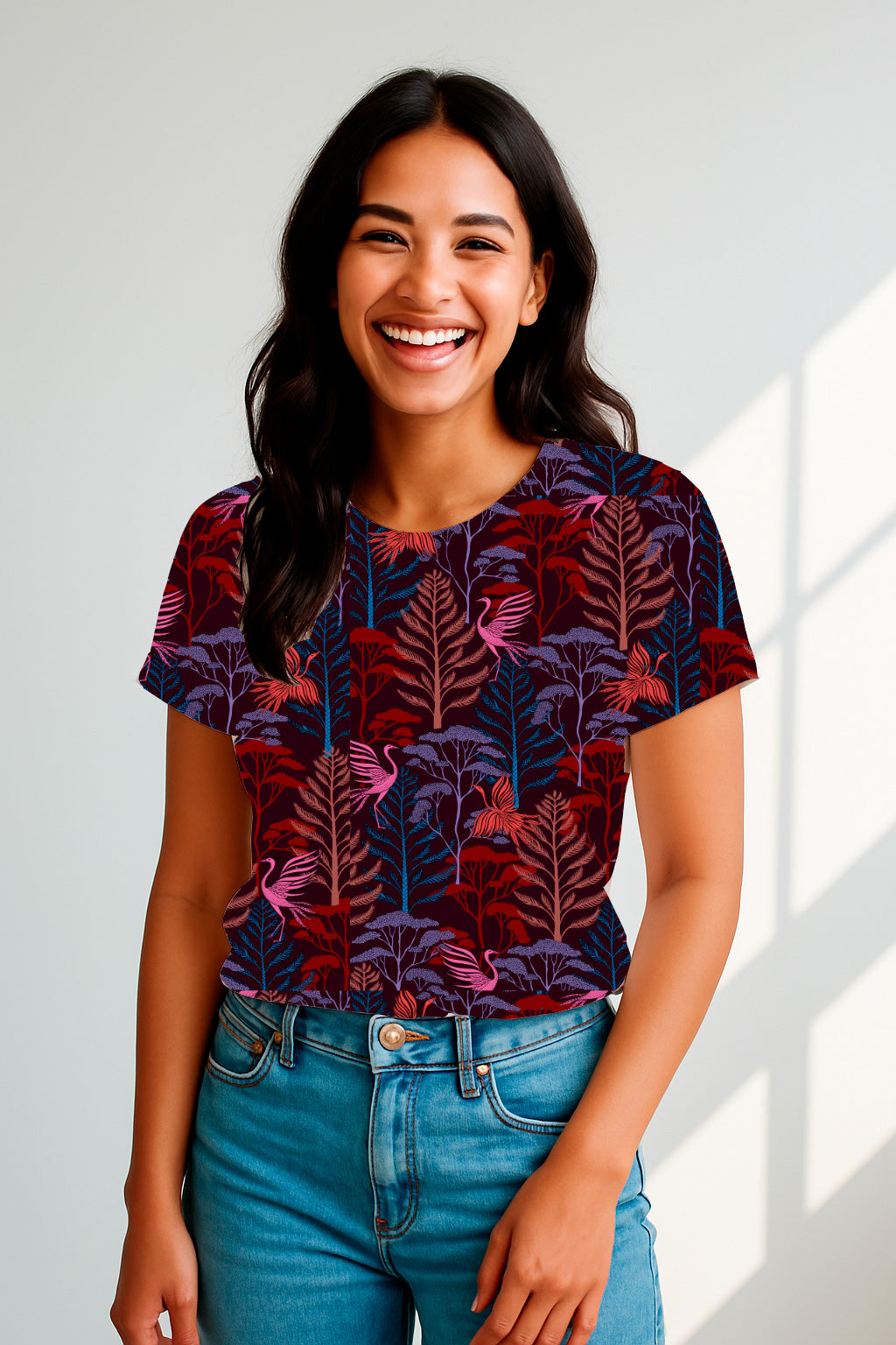 Aves en el bosque al atardecer