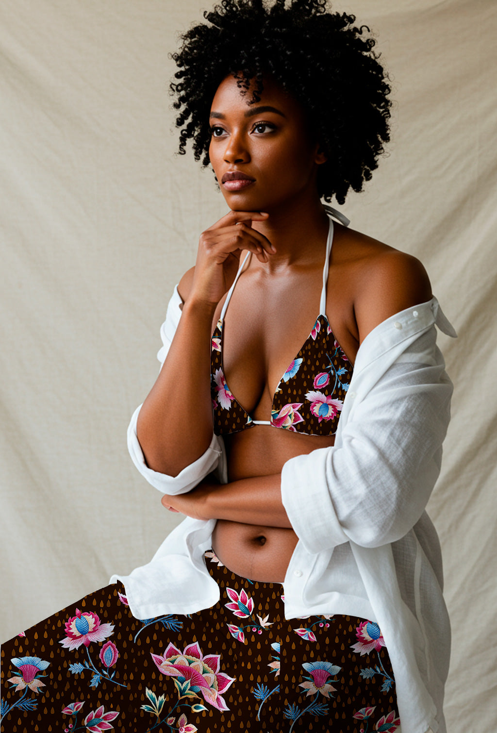 Vibrant Embroidered Flowers on Black