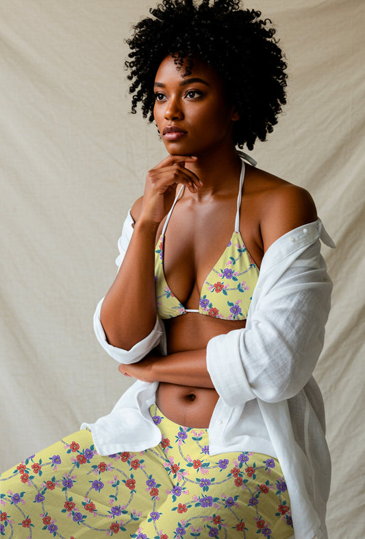 Floral Spiral on Yellow