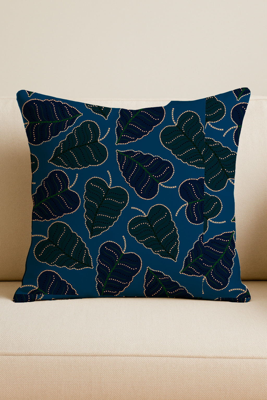 Dark dotted foliage on blue