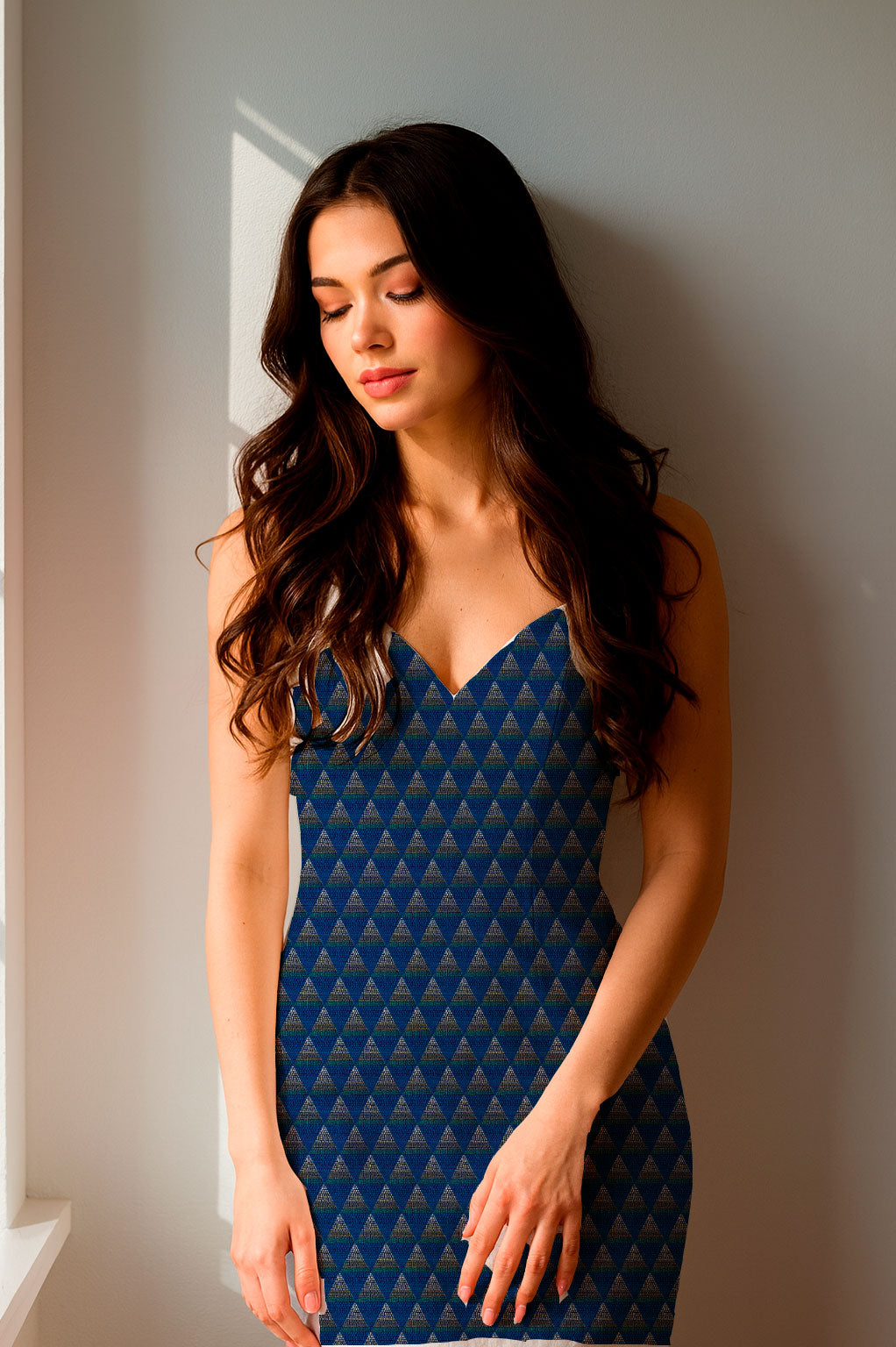 Cuadrícula botánica abstracta en azul y naranja