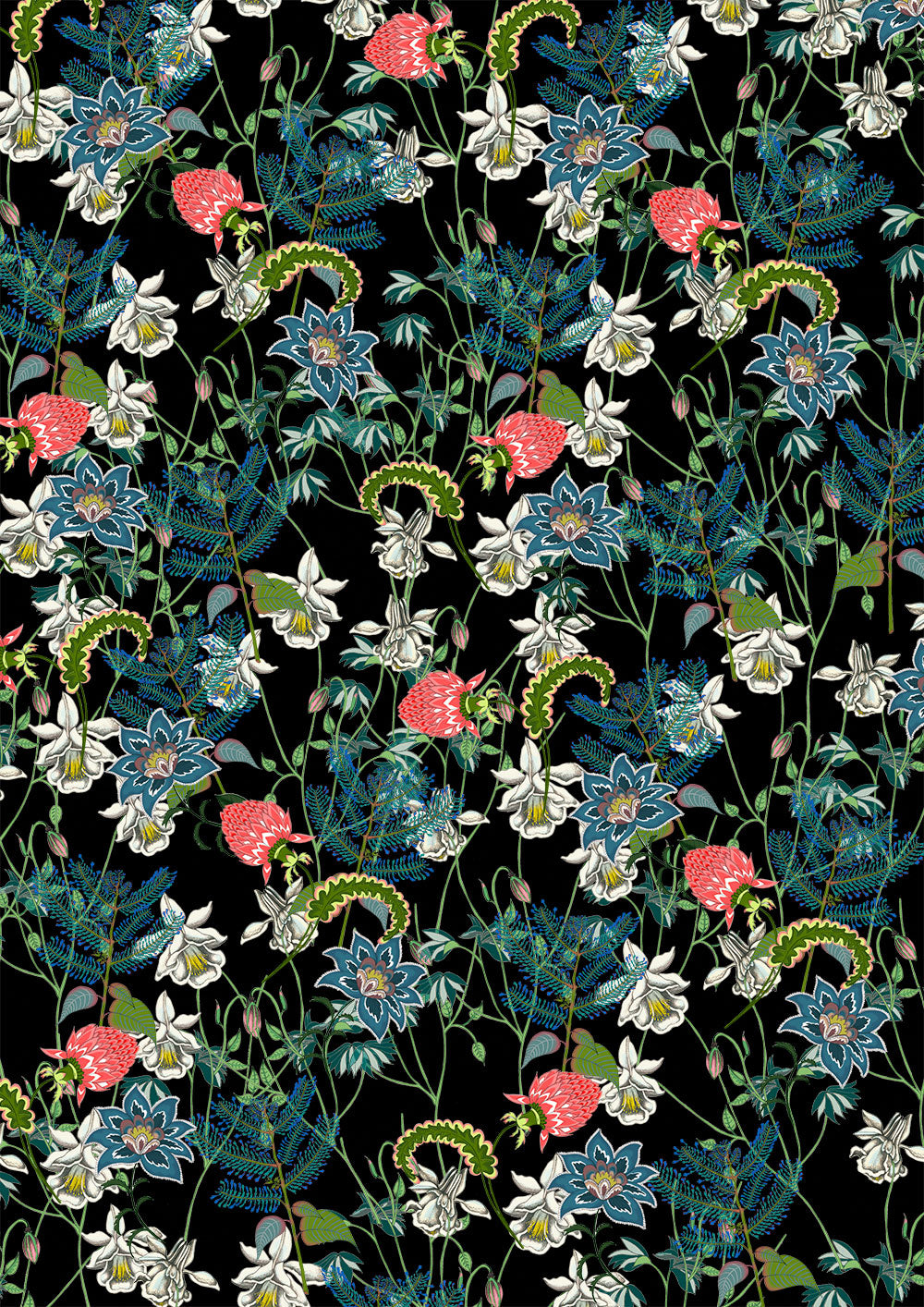 Tangled Exotic Flowers