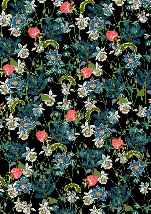 Tangled Exotic Flowers