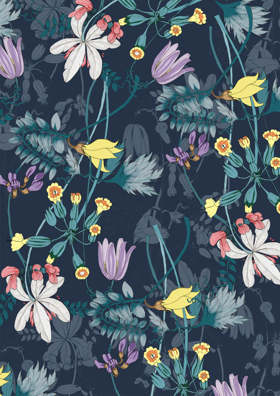 Wildflowers on Dark Canvas