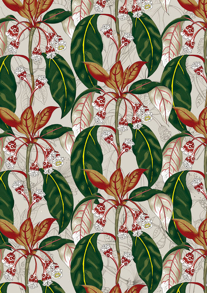 Follaje tropical con calaveras