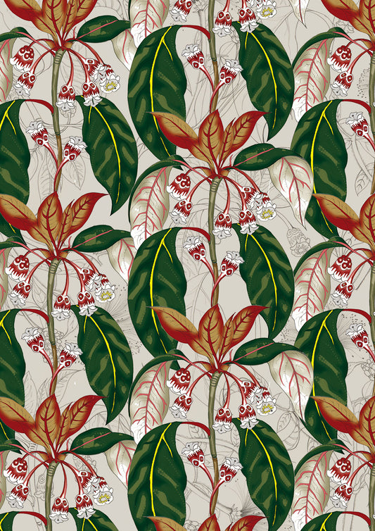 Tropical Foliage with Skulls