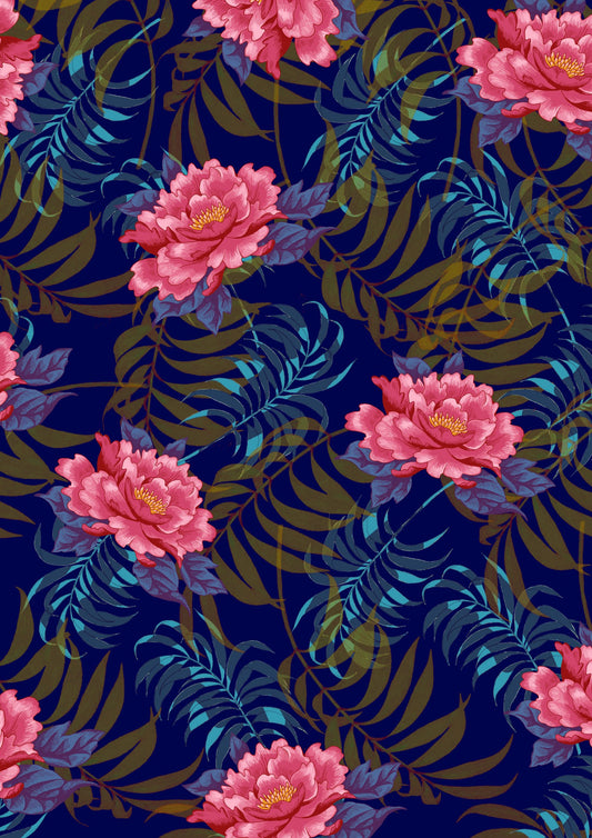 Tropical Peonies and Ferns
