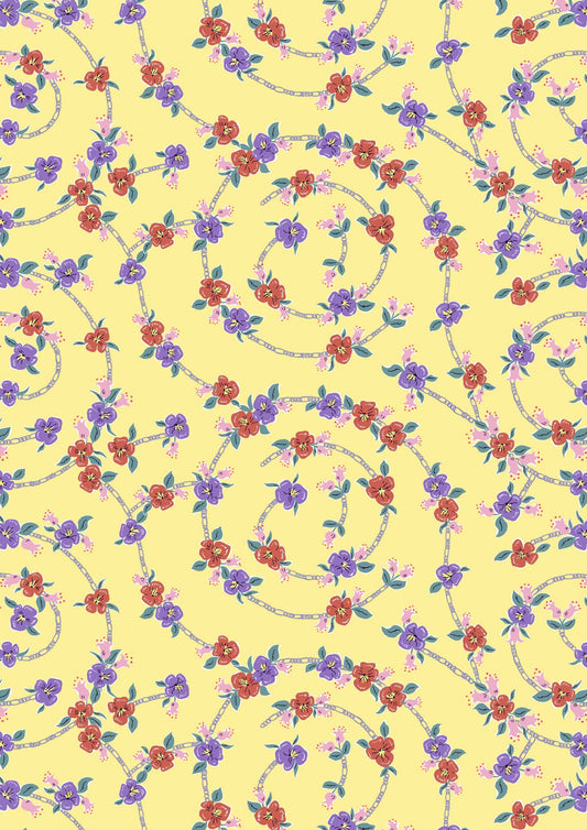 Floral Spiral on Yellow