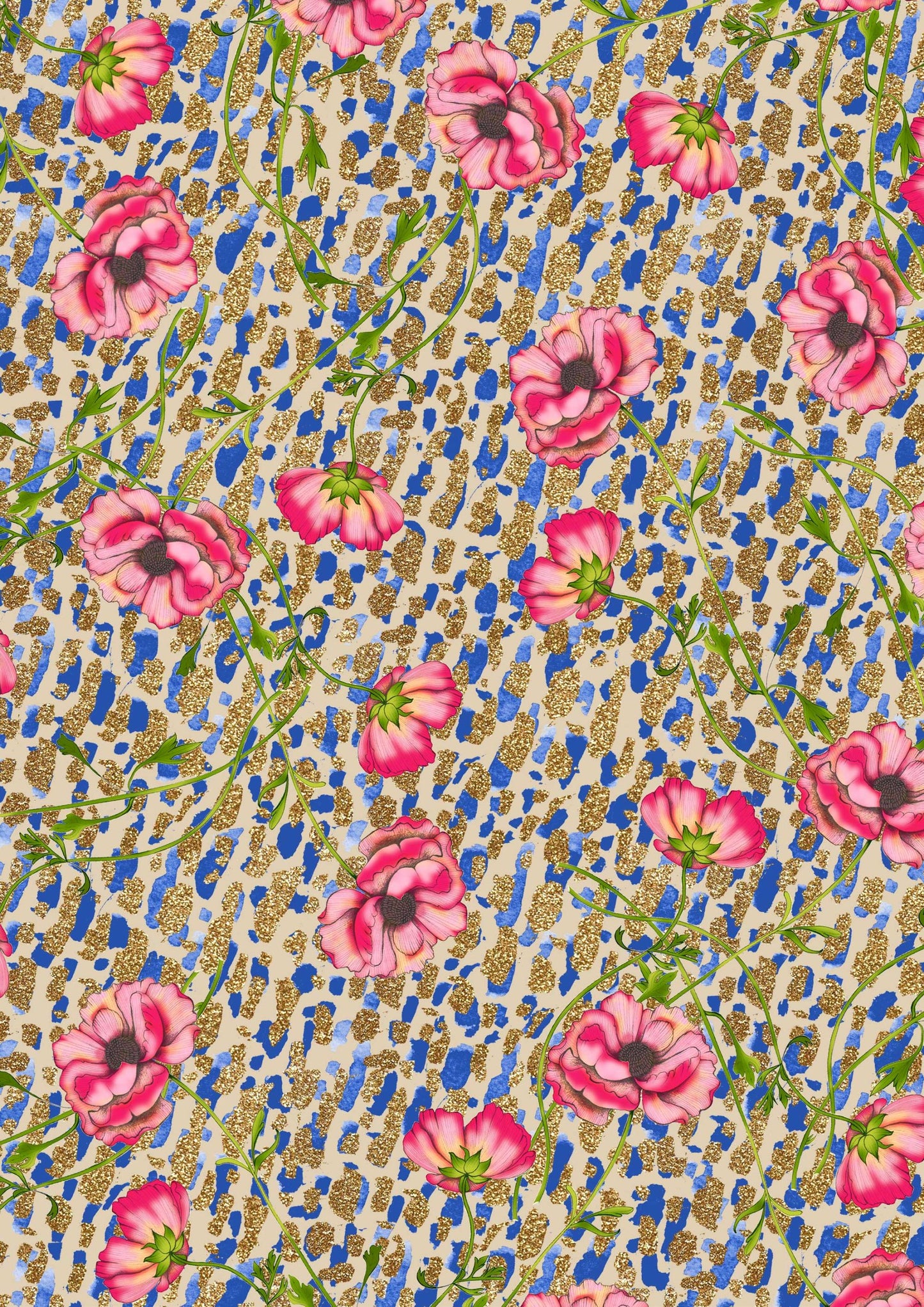 Glittery Floral Brushstrokes