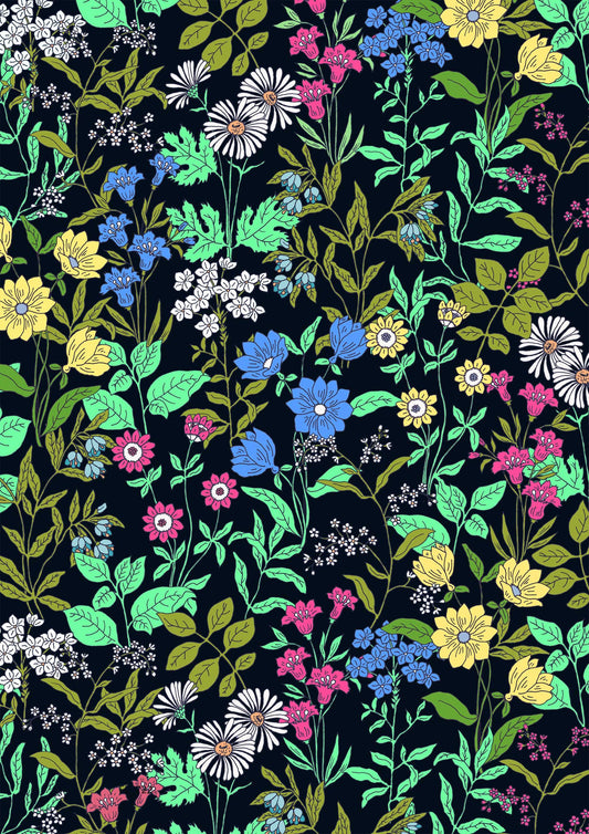 Floral field over dark background