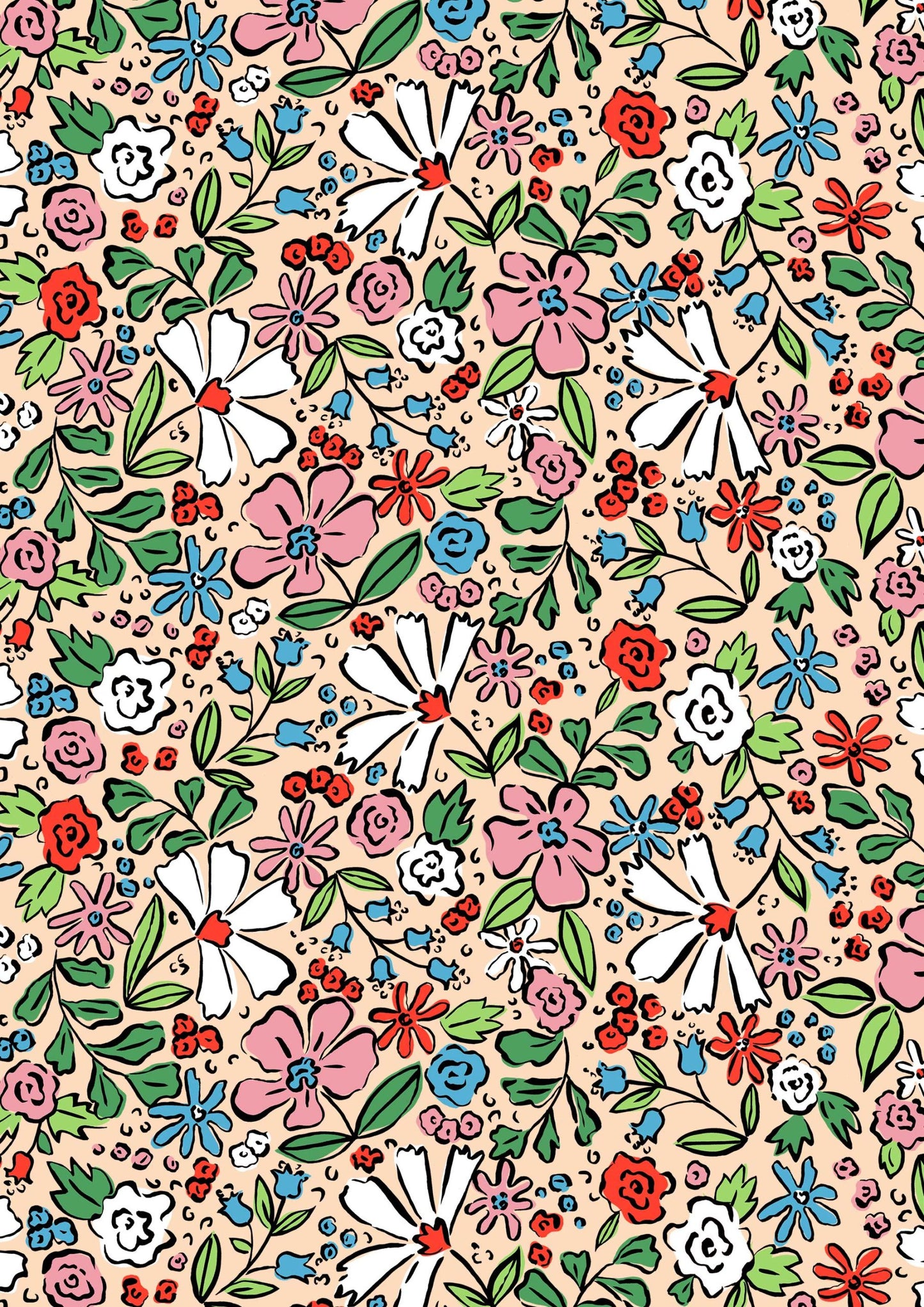 Composición colorida de abanicos sobre fondo de terracota