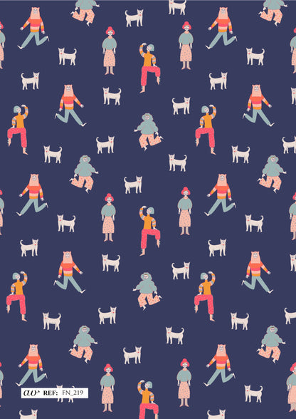 Personajes con gatos en la marina