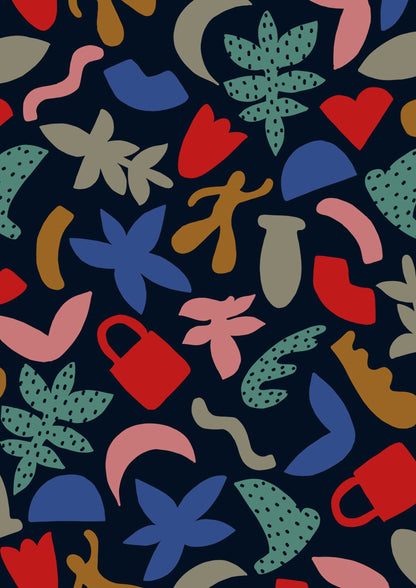 Playful collage of abstract shapes