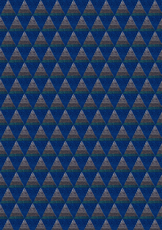 Abstract botanical grid in blue and orange