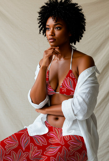 Whimsical stitched leaf pattern