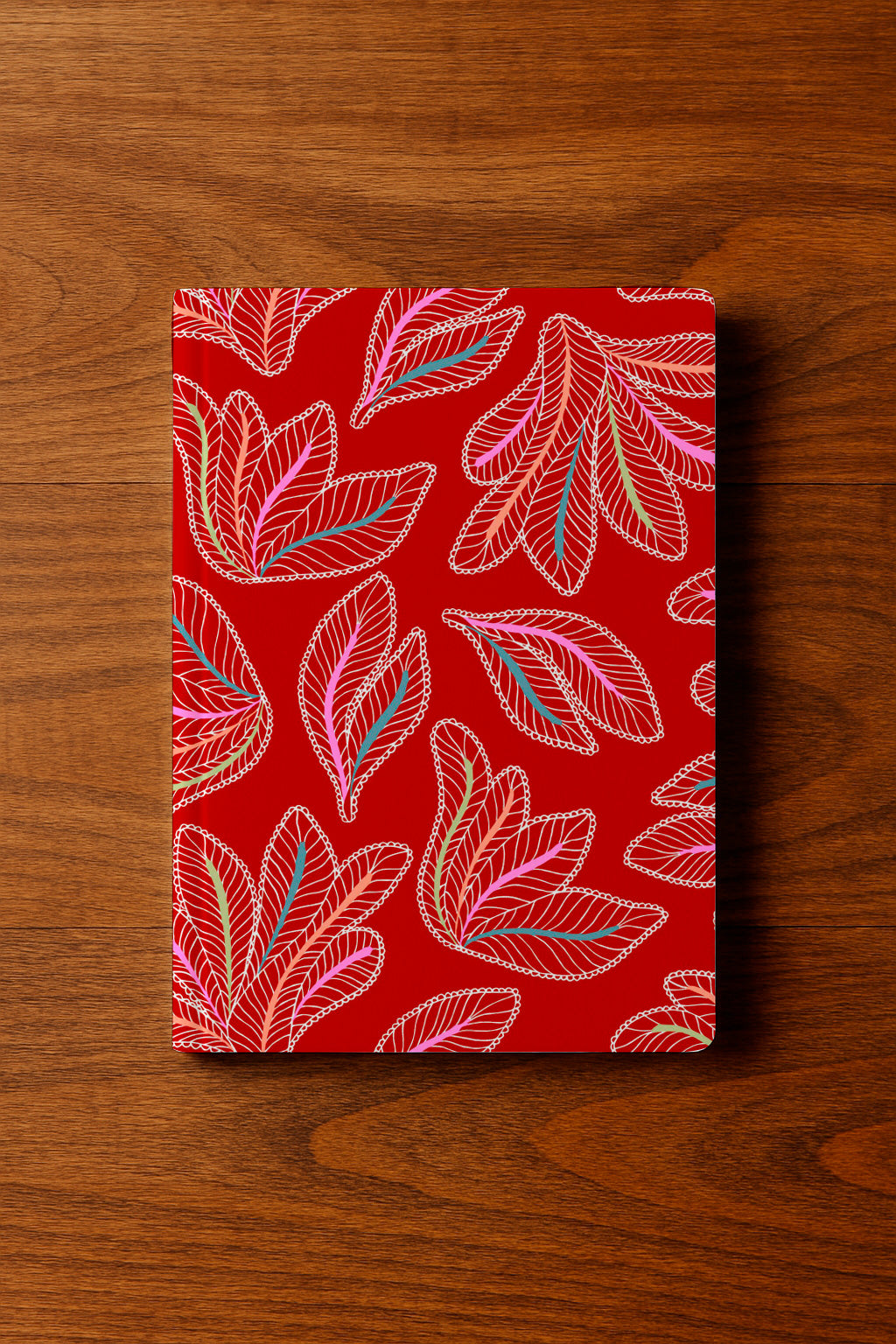 Whimsical stitched leaf pattern