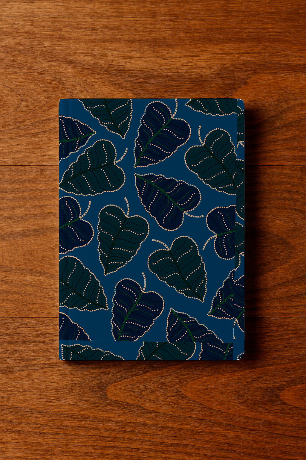 Dark dotted foliage on blue