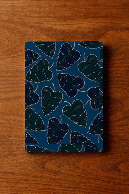 Dark dotted foliage on blue