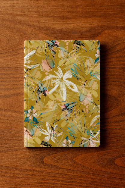 Pinceladas florales de color amarillo dorado