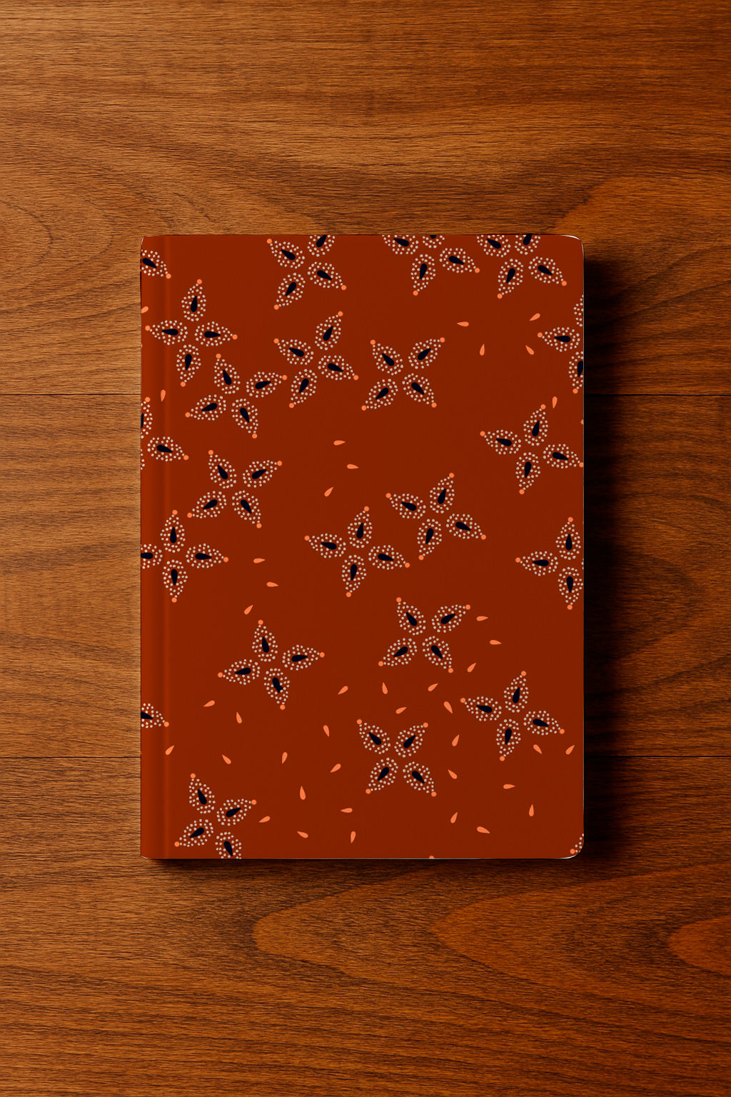 Estampado floral de pétalos de estrella en color óxido