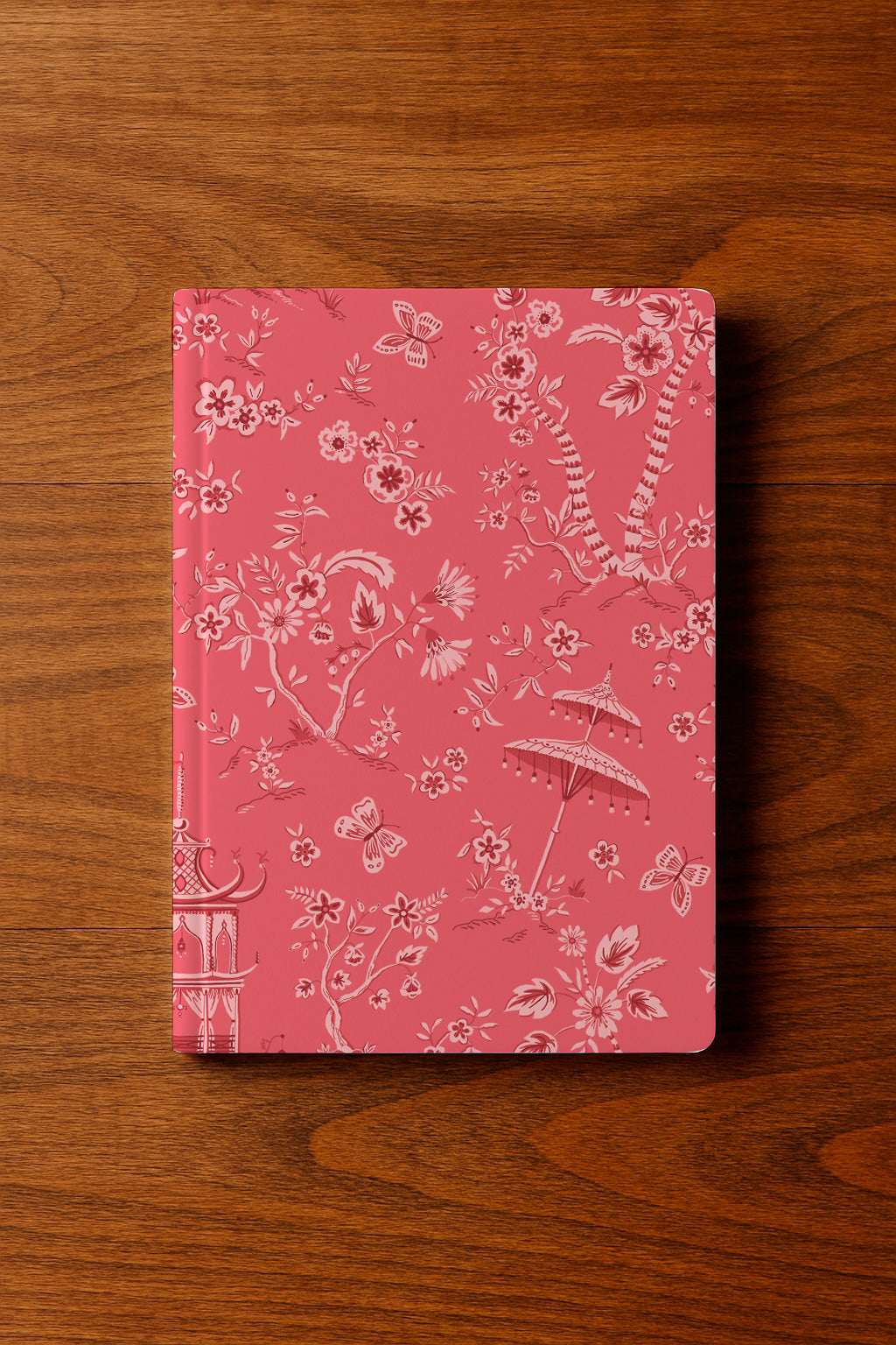 Toile de Jouy de pagoda en tonos rosas