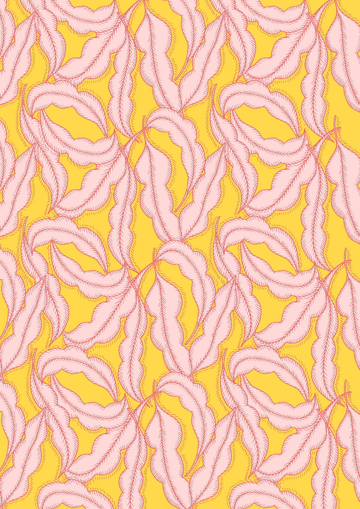 Pink feathers on yellow