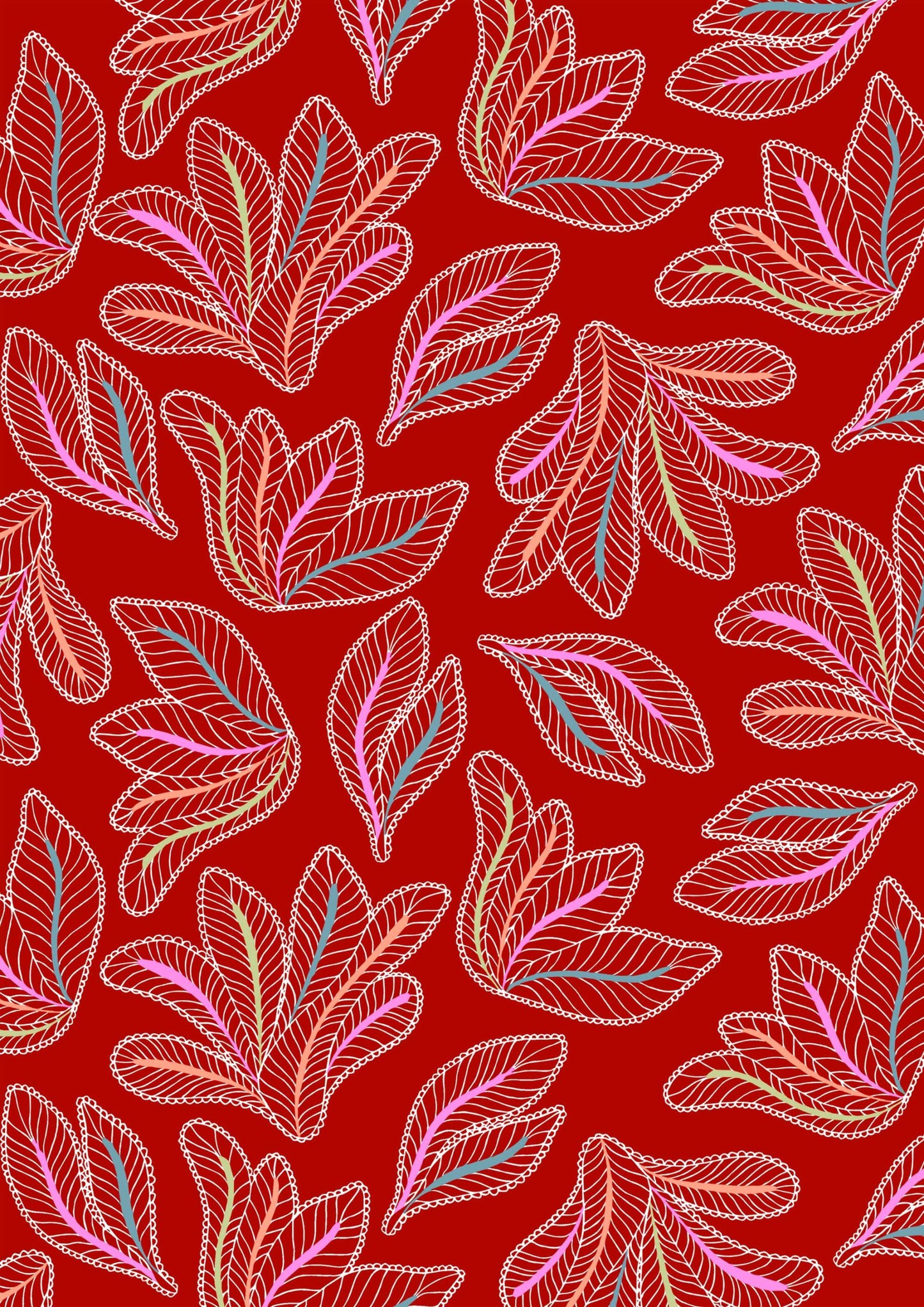 Whimsical stitched leaf pattern