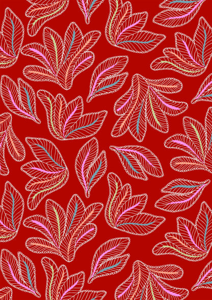Whimsical stitched leaf pattern