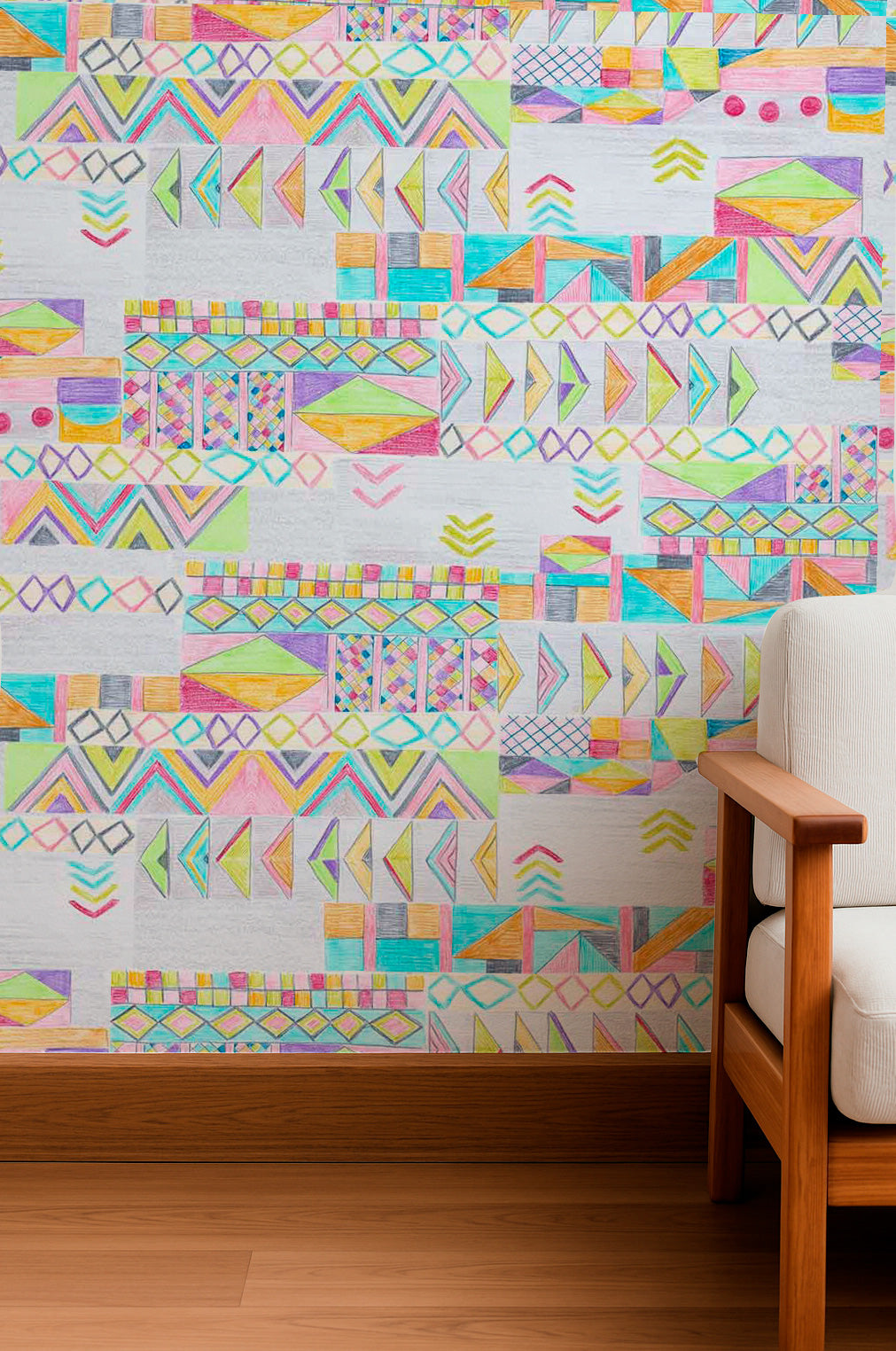 Geometría tribal con crayones