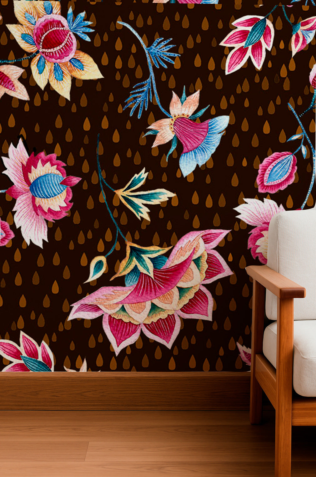 Vibrant Embroidered Flowers on Black