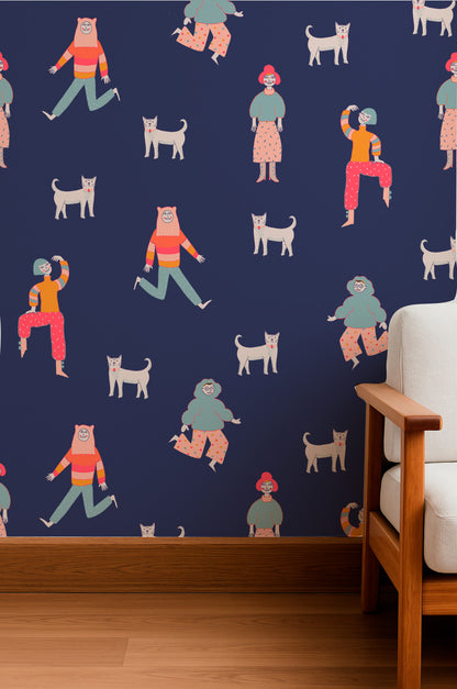 Personajes con gatos en la marina