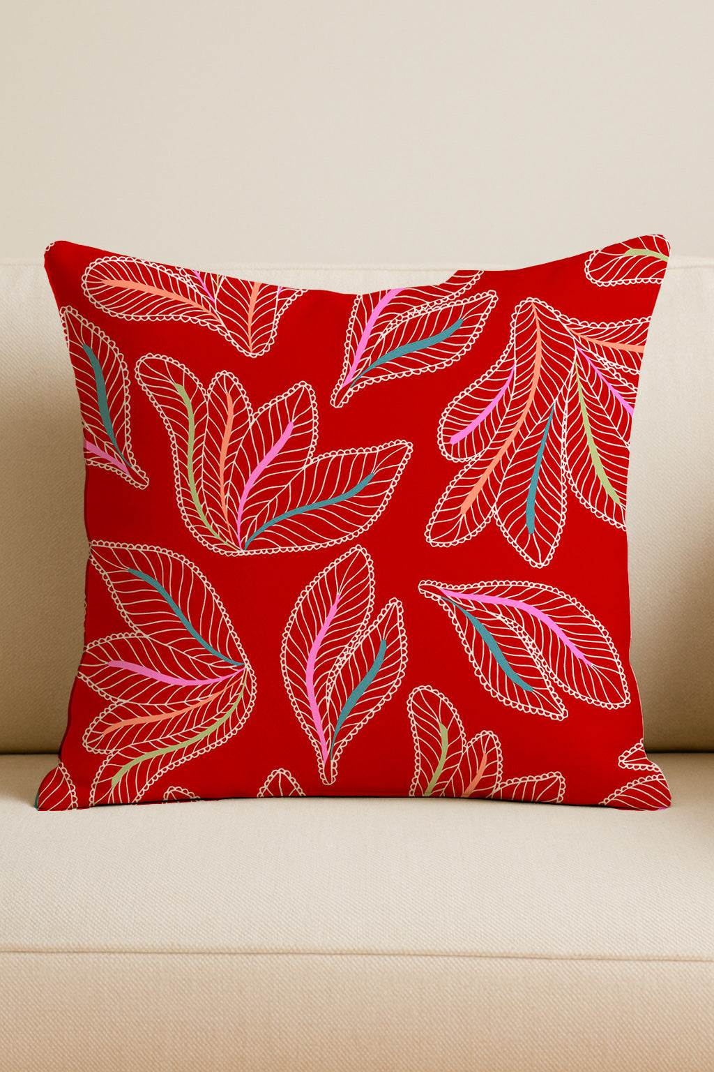 Whimsical stitched leaf pattern