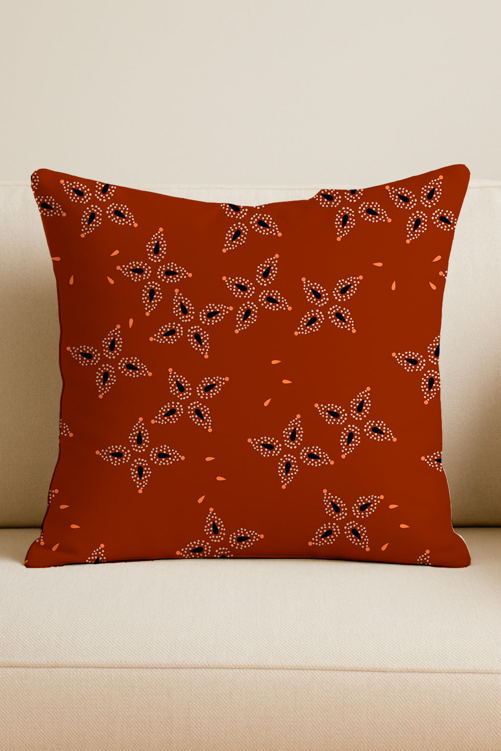 Estampado floral de pétalos de estrella en color óxido