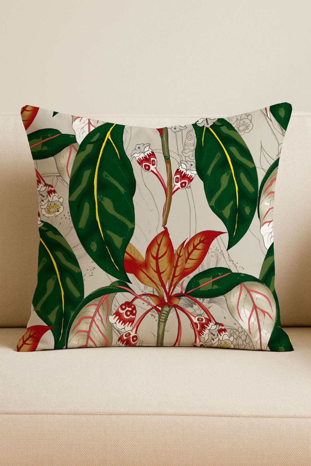 Follaje tropical con calaveras