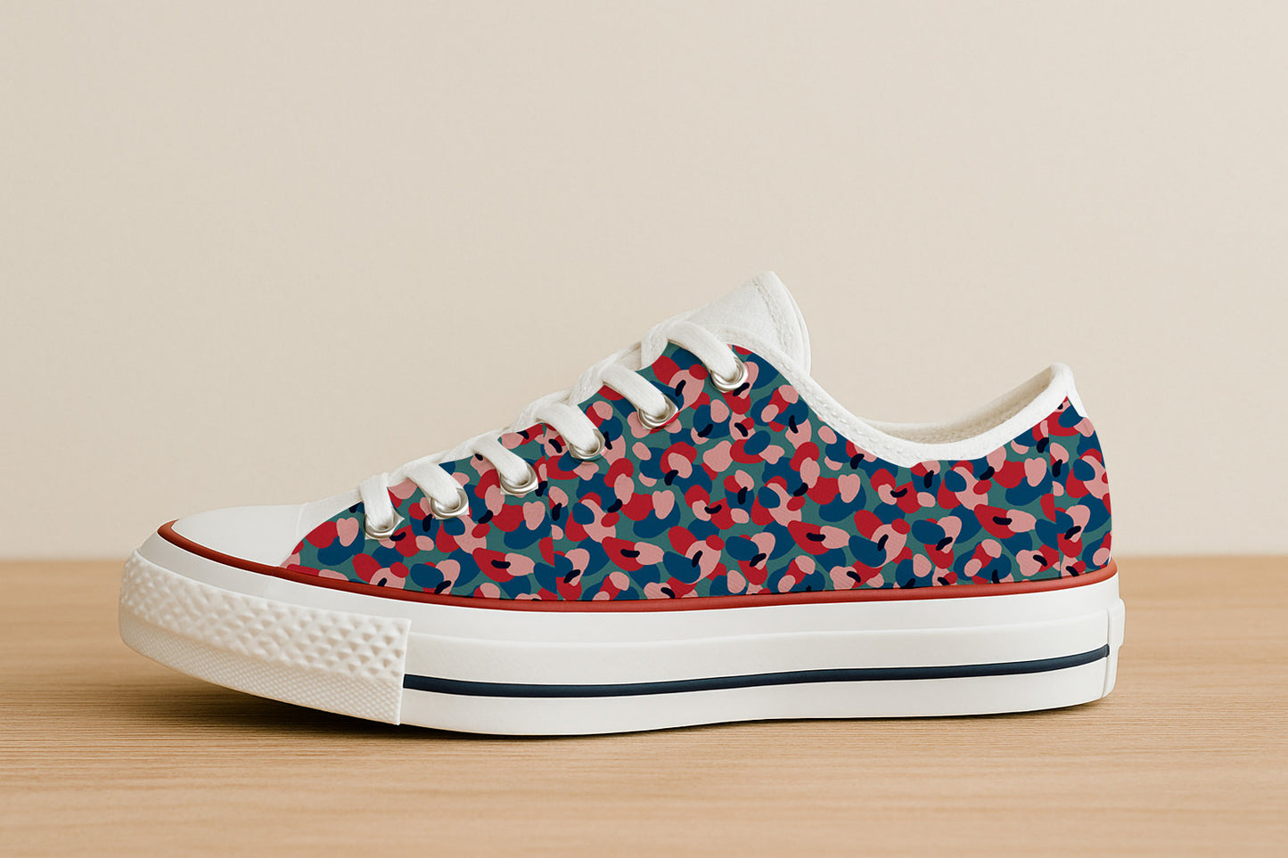 Abstracto pictórico en rojo y azul