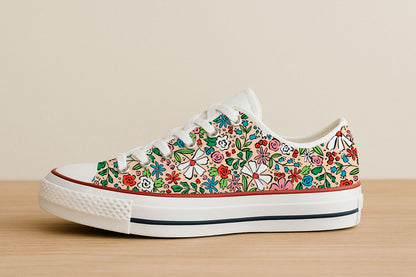 Composición colorida de abanicos sobre fondo de terracota