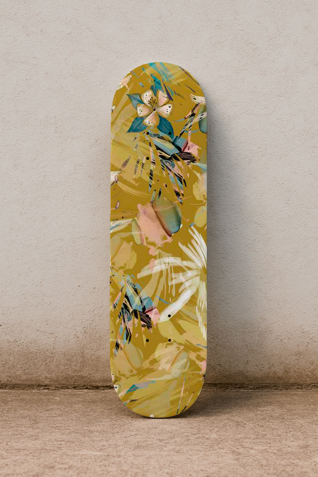 Pinceladas florales de color amarillo dorado