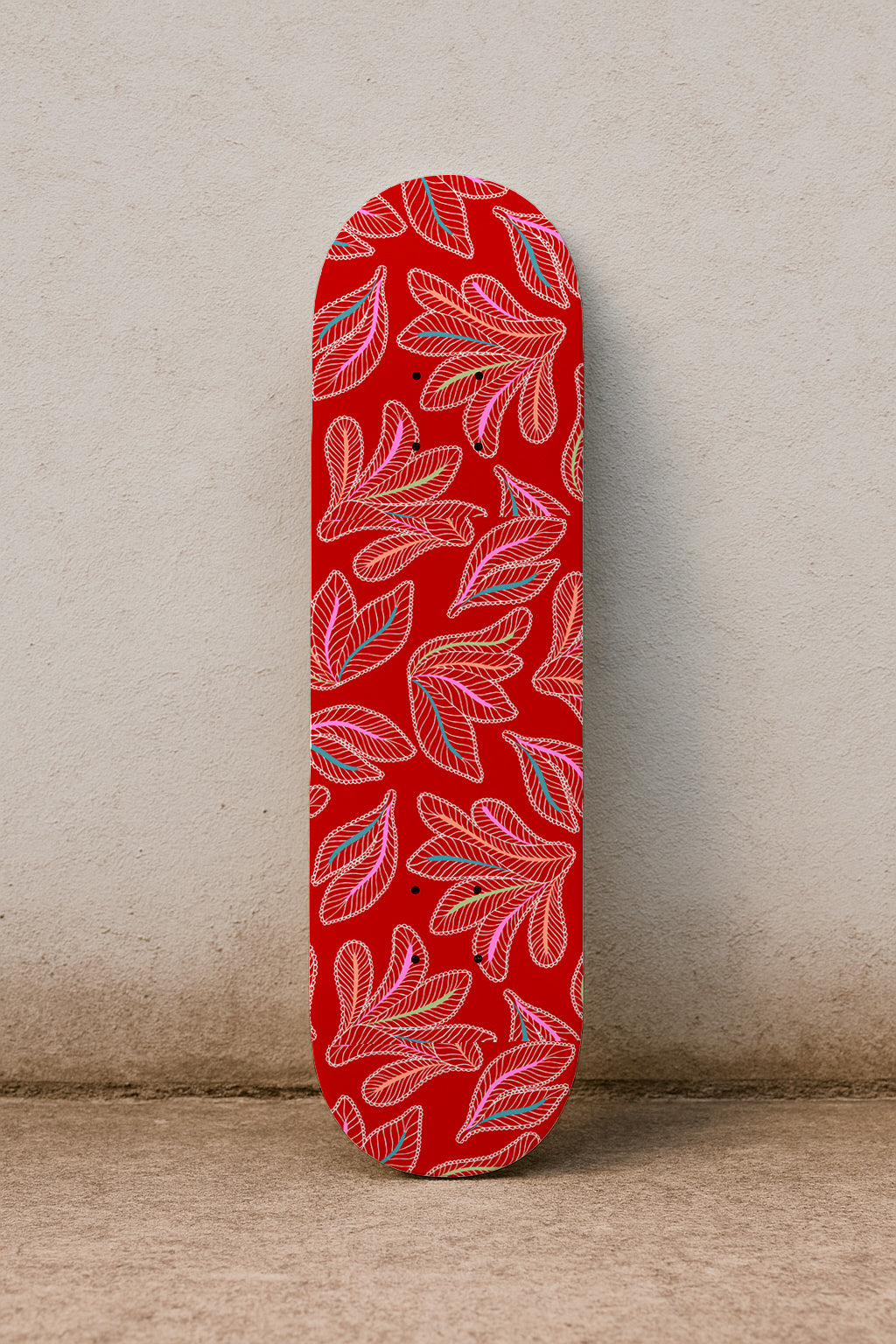 Whimsical stitched leaf pattern