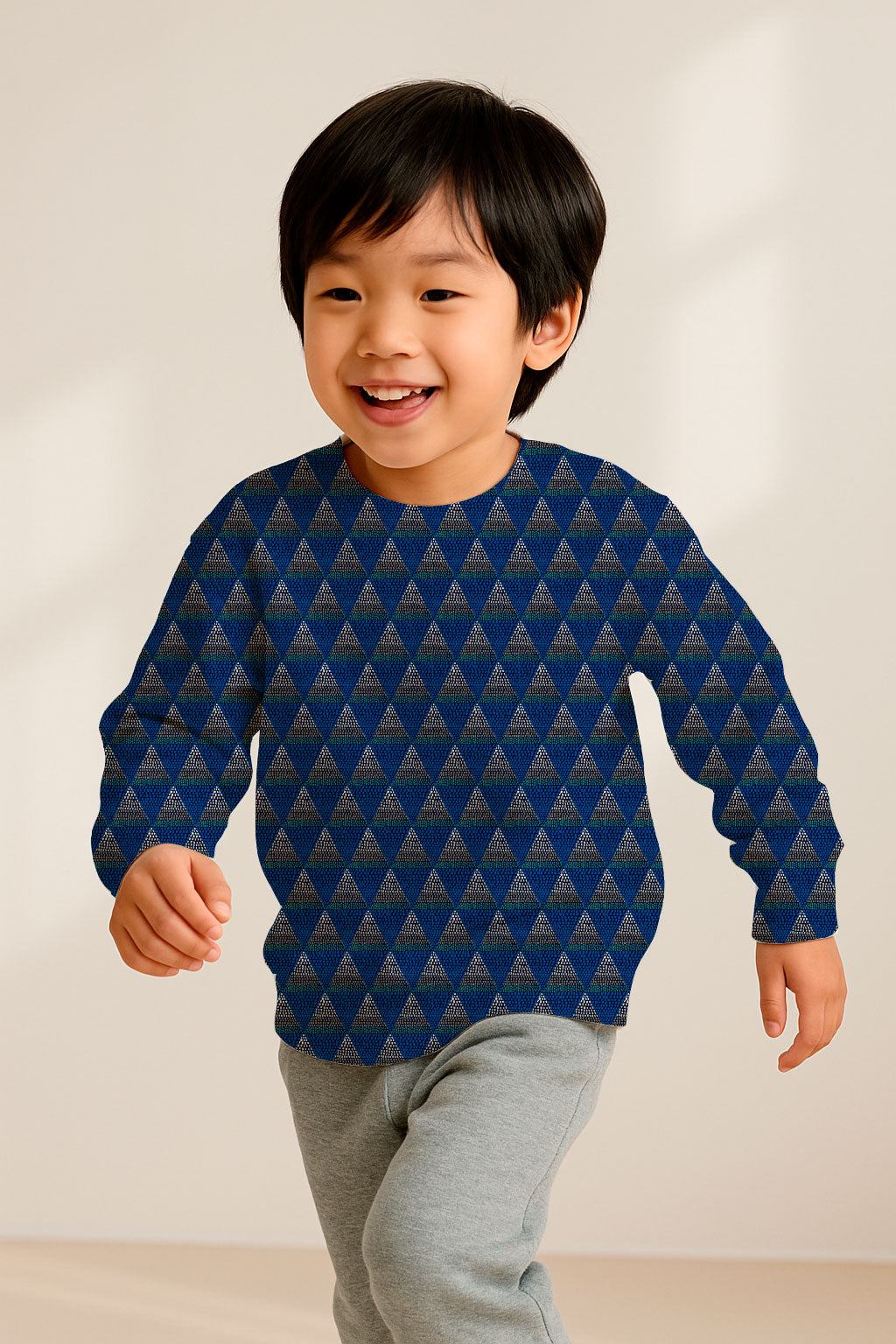 Cuadrícula botánica abstracta en azul y naranja